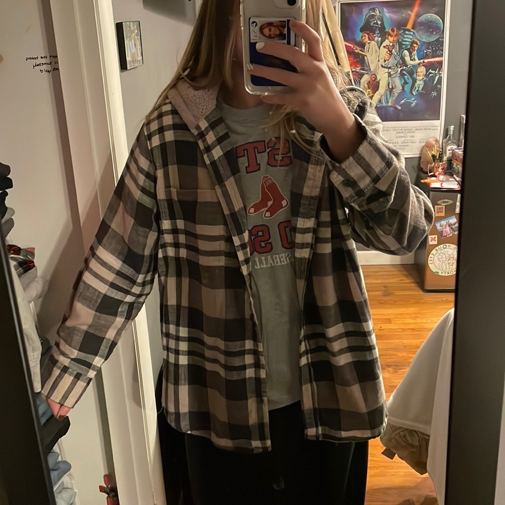 Fuzzy Hooded American Eagle Flannel